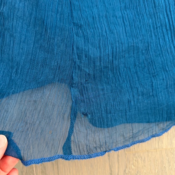 Hutch Rumi Open Tie Back Ruffle Maxi Dress Gown Blue Chiffon - Size XS - Picture 7 of 11